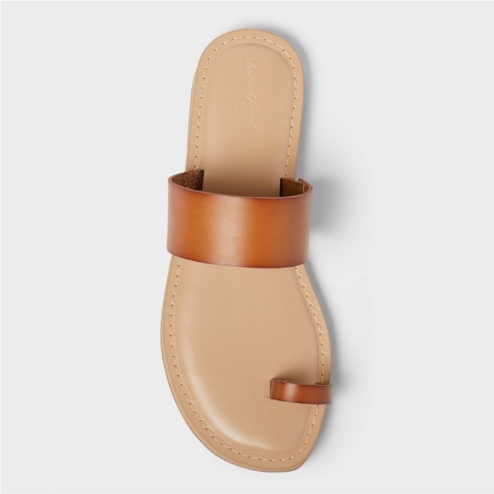 Juno Toe Ring Flat Sandals - Universal Thread™ Cognac 9: Slip-On, Memory Foam